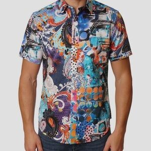 NWT - Robert Graham HATTERAS Abstract Short-Sleeve Button-Up Shirt